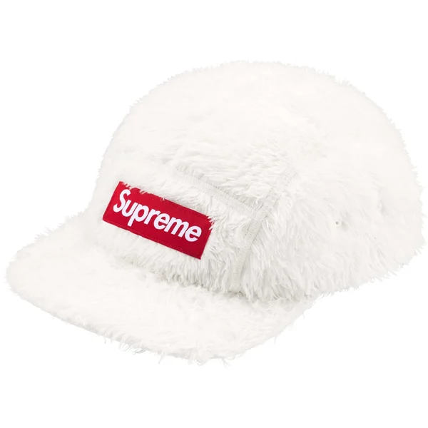 Supreme Fuzzy Camp Cap - White (front)