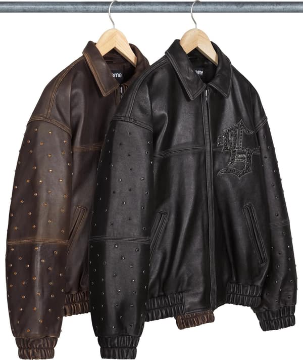 Supreme Gem Studded Leather Jacket - Product Image