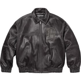 Supreme Gem Studded Leather Jacket Black