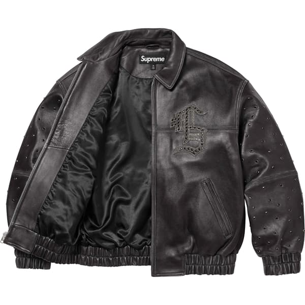 Supreme Gem Studded Leather Jacket - Black (front)