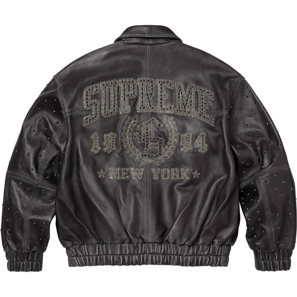 Supreme Gem Studded Leather Jacket - Black (front)