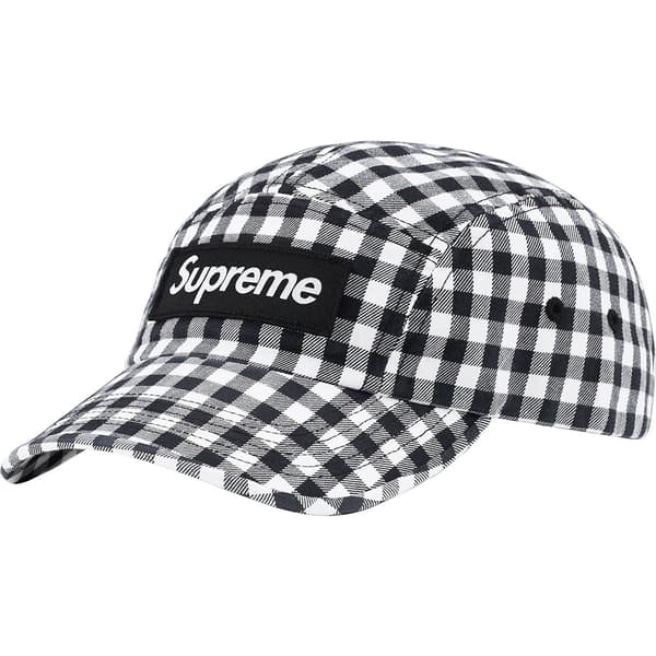 Supreme Gingham Camp Cap - Black (front)