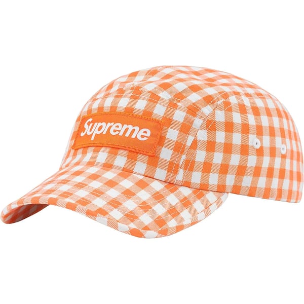 Supreme Gingham Camp Cap - Orange (front)