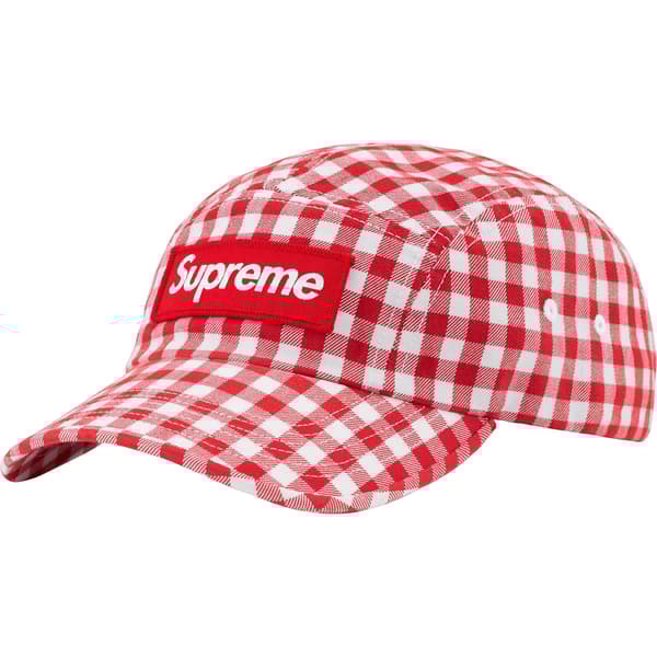 Supreme Gingham Camp Cap - Red (front)
