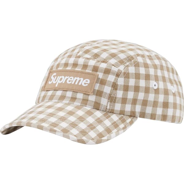 Supreme Gingham Camp Cap - Tan (front)