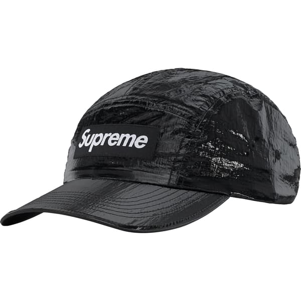 Supreme Gloss Ripstop Camp Cap - Black (front)