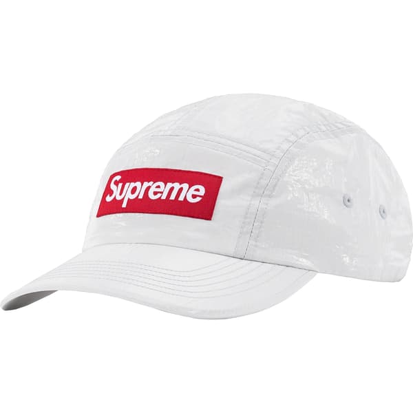 Supreme Gloss Ripstop Camp Cap - Light Grey (front)