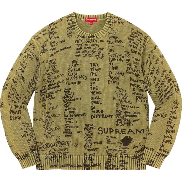 Supreme Gonz Poems Sweater - Olive (front)