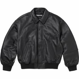 Supreme GORE-TEX Infinium WINDSTOPPER Leather Varsity Jacket Black