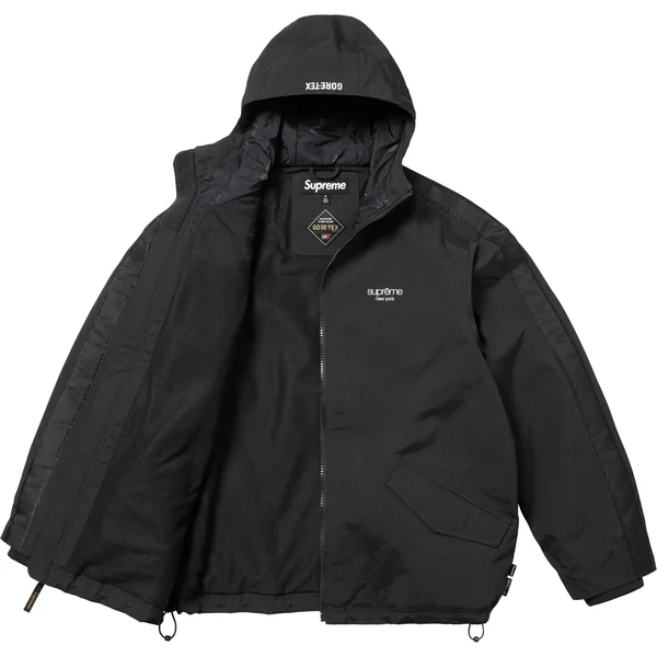 Supreme GORE-TEX Stripe Hooded Jacket - Black (front)