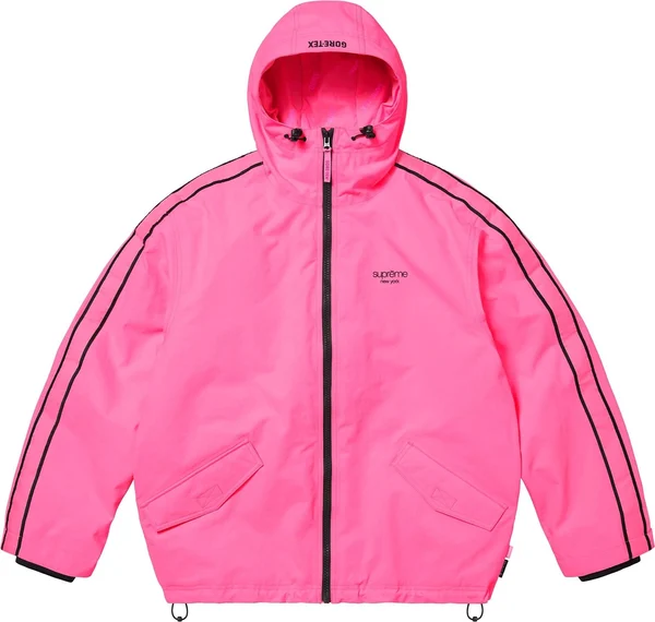 Supreme GORE-TEX Stripe Hooded Jacket - Fluorescent Pink (front)