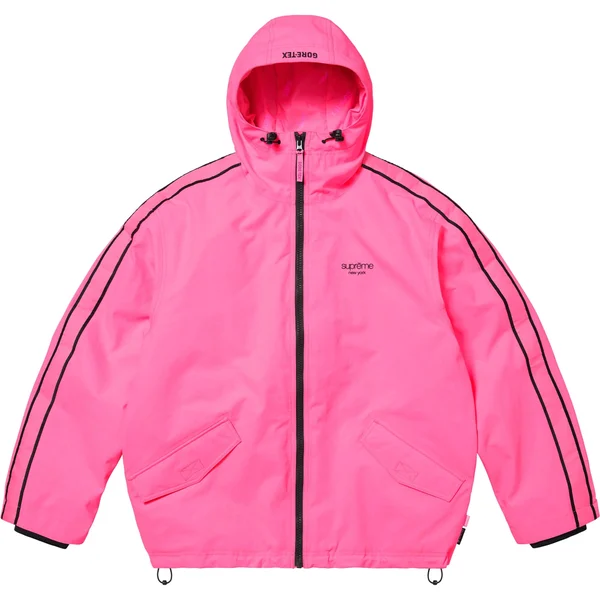 Supreme GORE-TEX Stripe Hooded Jacket - Fluorescent Pink (front)