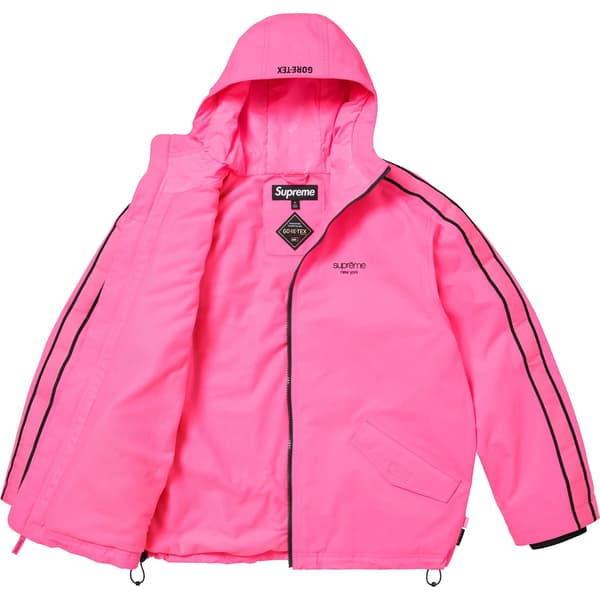 Supreme GORE-TEX Stripe Hooded Jacket - Fluorescent Pink (front)