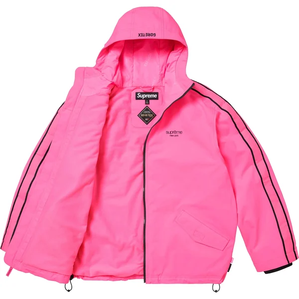Supreme GORE-TEX Stripe Hooded Jacket - Fluorescent Pink (front)
