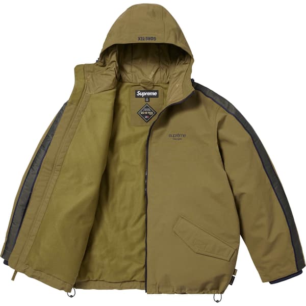 Supreme GORE-TEX Stripe Hooded Jacket - Olive (front)