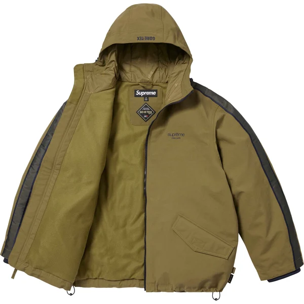 Supreme GORE-TEX Stripe Hooded Jacket - Olive (front)