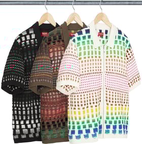 Supreme Gradient Grid Zip Up Polo