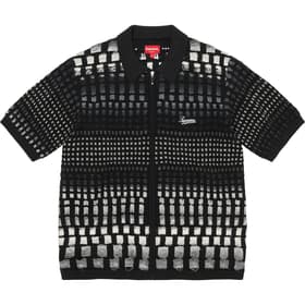 Supreme Gradient Grid Zip Up Polo Black