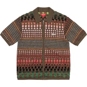 Supreme Gradient Grid Zip Up Polo Brown