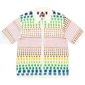 Supreme Gradient Grid Zip Up Polo Natural