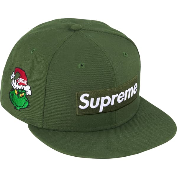 Supreme Grinch Box Logo New Era - Dark Olive (front)