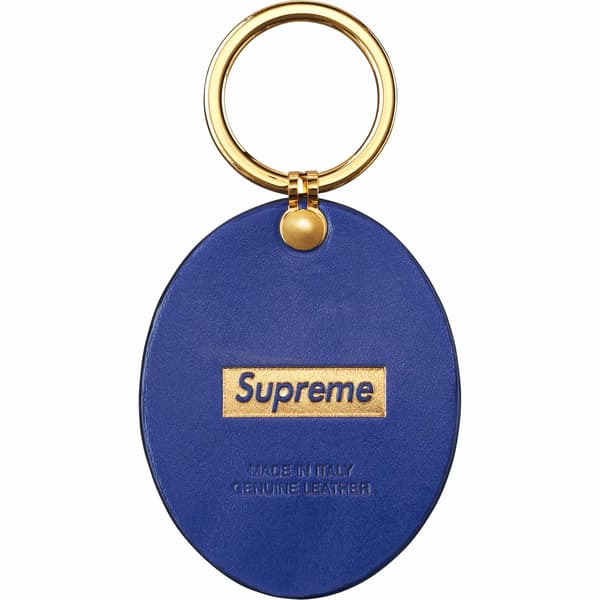 Supreme Guadalupe Leather Keychain - Blue (front)