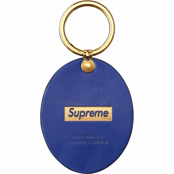 Supreme Guadalupe Leather Keychain - Blue (front)