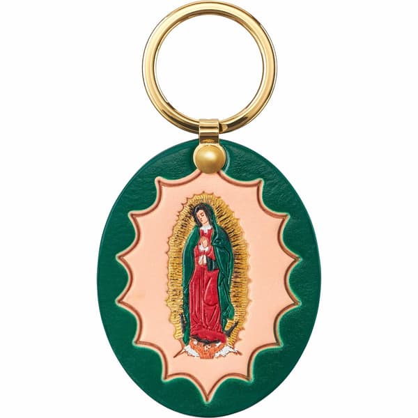 Supreme Guadalupe Leather Keychain - Green (front)