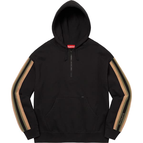 Supreme Half Zip Hooded Sweatshirt - Black (front)