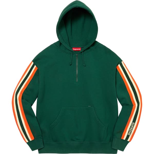 Supreme Half Zip Hooded Sweatshirt - Dark Green (front)