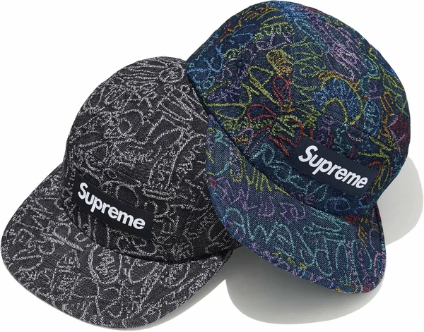 Supreme Handwriting Denim Camp Cap - Product Image