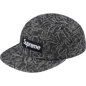 Supreme Handwriting Denim Camp Cap Black