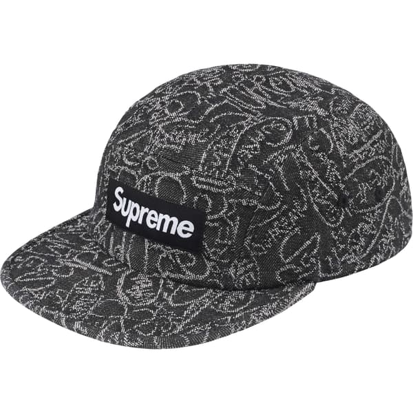 Supreme Handwriting Denim Camp Cap - Black (front)