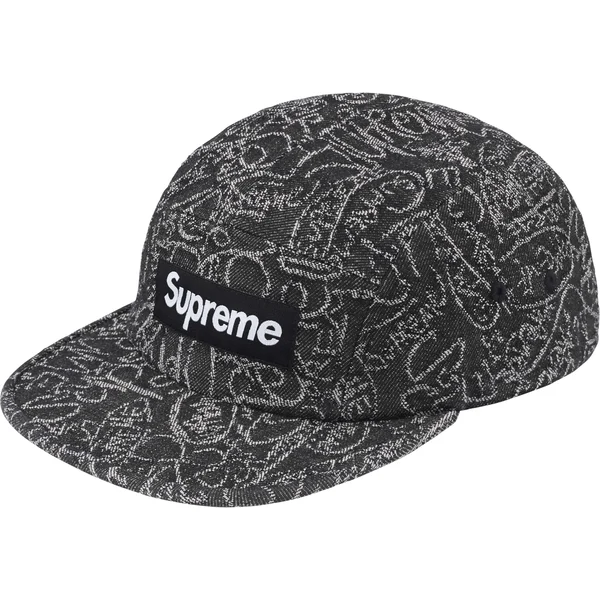 Supreme Handwriting Denim Camp Cap - Black (front)