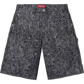 Supreme Handwriting Double Knee Denim Short Black