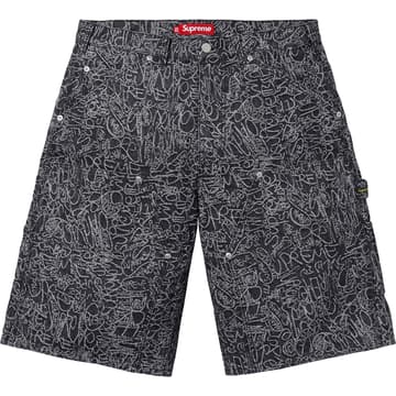 Supreme Handwriting Double Knee Denim Short
