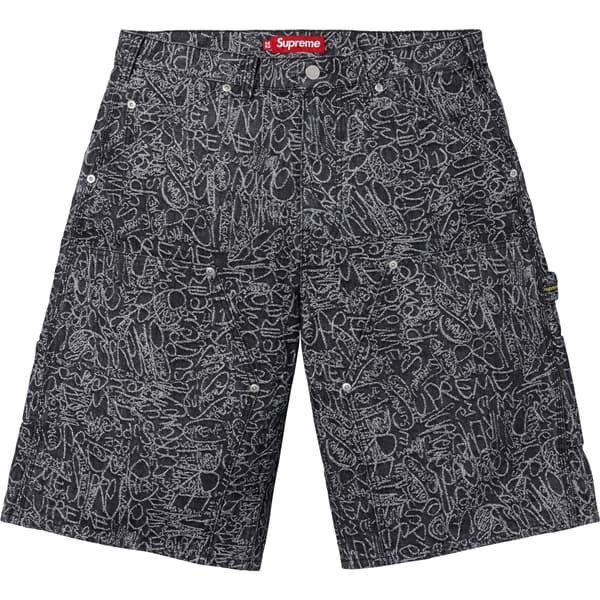 Supreme Handwriting Double Knee Denim Short - Black (front)