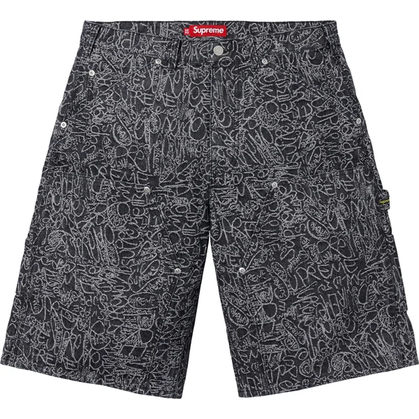 Supreme Handwriting Double Knee Denim Short - Black (front)