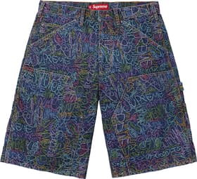 Supreme Handwriting Double Knee Denim Short Indigo