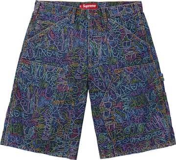 Supreme Handwriting Double Knee Denim Short