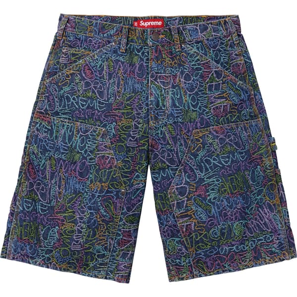 Supreme Handwriting Double Knee Denim Short - Indigo (front)