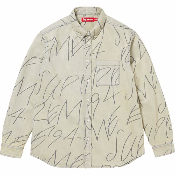 Supreme Handwriting Jacquard Denim Shirt - Dirty (front)