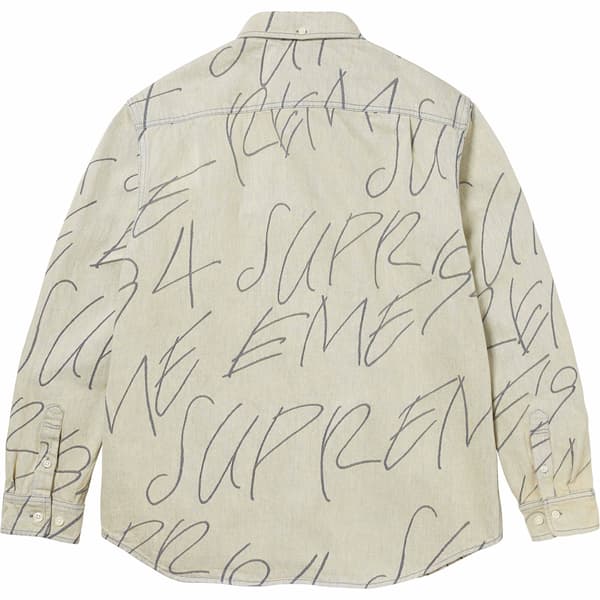 Supreme Handwriting Jacquard Denim Shirt - Dirty (front)