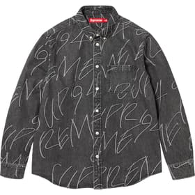 Supreme Handwriting Jacquard Denim Shirt Washed Black