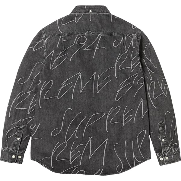 Supreme Handwriting Jacquard Denim Shirt - Washed Black (front)