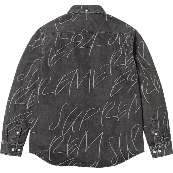 Supreme Handwriting Jacquard Denim Shirt - Washed Black (front)