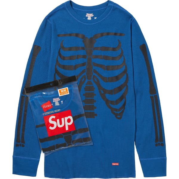 Supreme Hanes Bones Thermal Crew (1 Pack) - Blue (front)