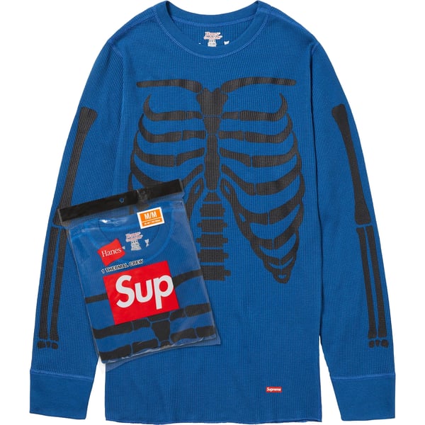 Supreme Hanes Bones Thermal Crew (1 Pack) - Blue (front)