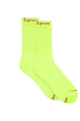 Supreme Hanes Crew Socks (4 Pack - Fluorescent Yellow) Fluorescent Yellow) (SS23)