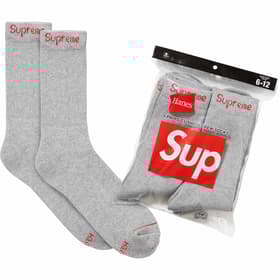 Supreme Hanes Crew Socks (4 Pack) Heather Grey